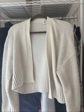 Abercrombie & Fitch Cream Open-Front Textured Knit Cardigan